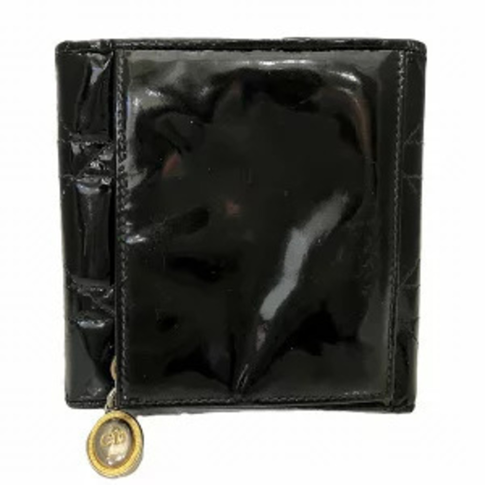 Dior Christian Tri fold Wallet Cannage Lady Black